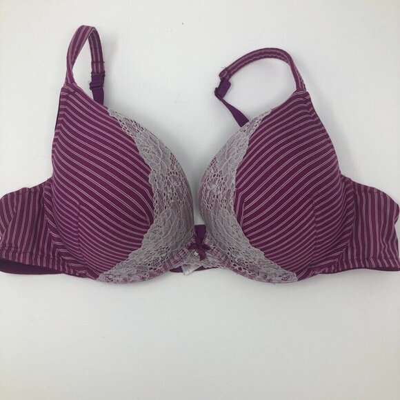 Cacique Other - Cacique Smooth Boose Plunge Bra Size 44C Purple Stripe